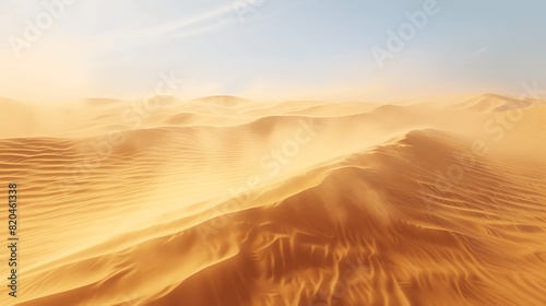 Landscape view of sand dunes in an arid desert. Generative AI © ceoJAHID