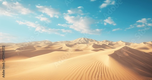 Landscape view of sand dunes in an arid desert. Generative AI