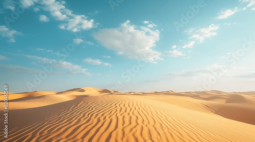 Landscape view of sand dunes in an arid desert. Generative AI
