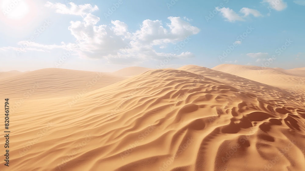 Beautiful view of the desert covered with wind-swept sand. Generative AI Beautiful view of the desert covered with wind-swept sand. Generative AI
