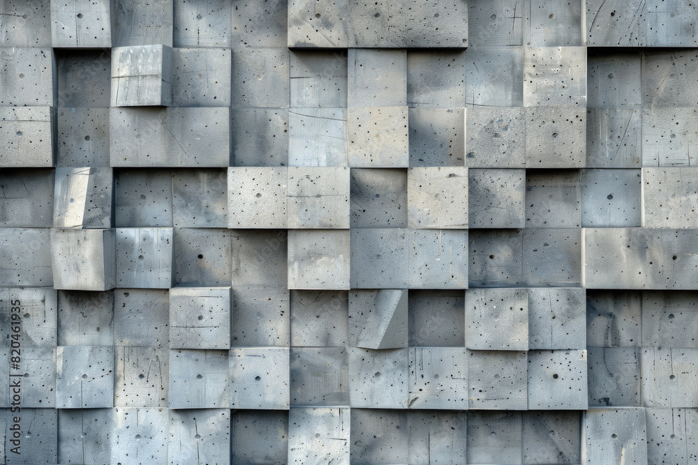 Geometric square concrete shapes on a wall pattern for background Geometric square concrete shapes on a wall pattern for background