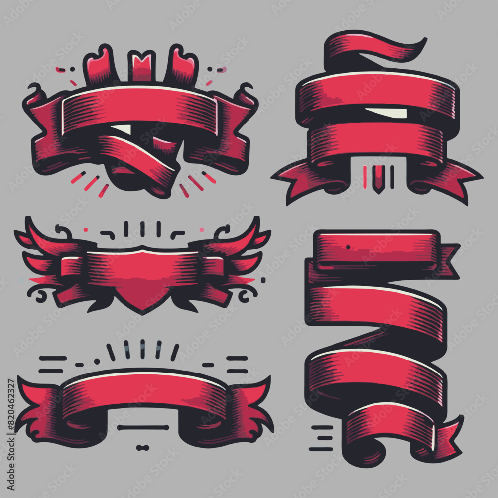 Banner Ribbon collection minimalist vector 