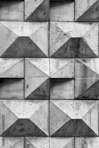 Geometric square concrete shapes on a wall pattern for background 