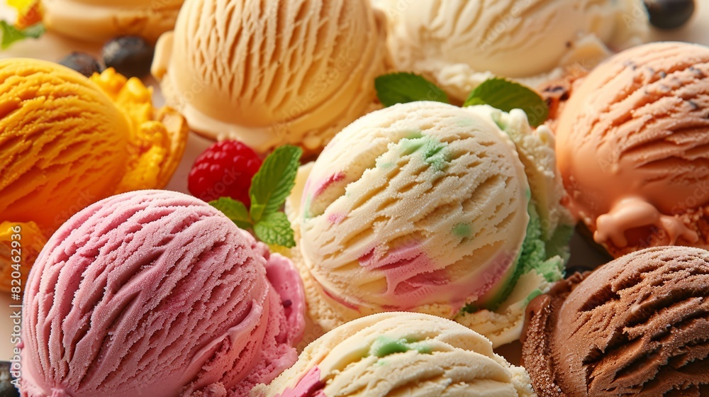 Fototapeta premium Scoopfuls of refreshing ice cream ready for sunny days