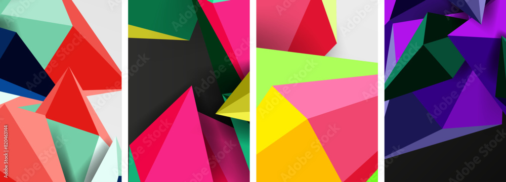 Mosaic triangles poster geometric abstract background set Mosaic triangles poster geometric abstract background set
