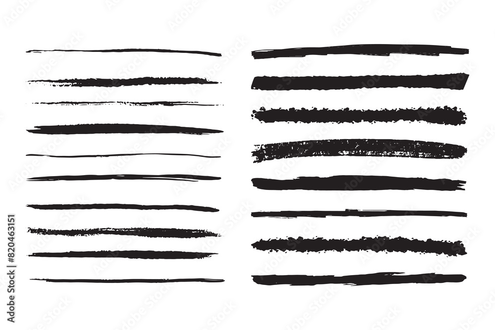 Coal pencils grunge strokes set. Brush Chalk line marker texture. Straight lines Coal pencils grunge strokes set. Brush Chalk line marker texture. Straight lines