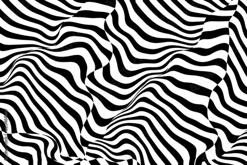 Abstract black and white line pattern moving seamless background.