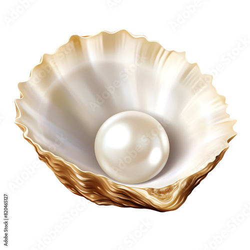 pearl in a shell, isolated on transparent background Remove png, Clipping Path, pen tool 