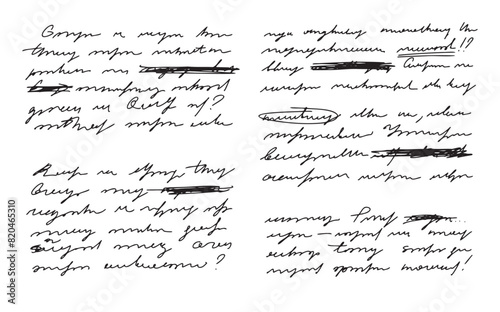 Unreadable handwritten text. Sweeping handwriting words. Poetic Abstract lettering work written pen.