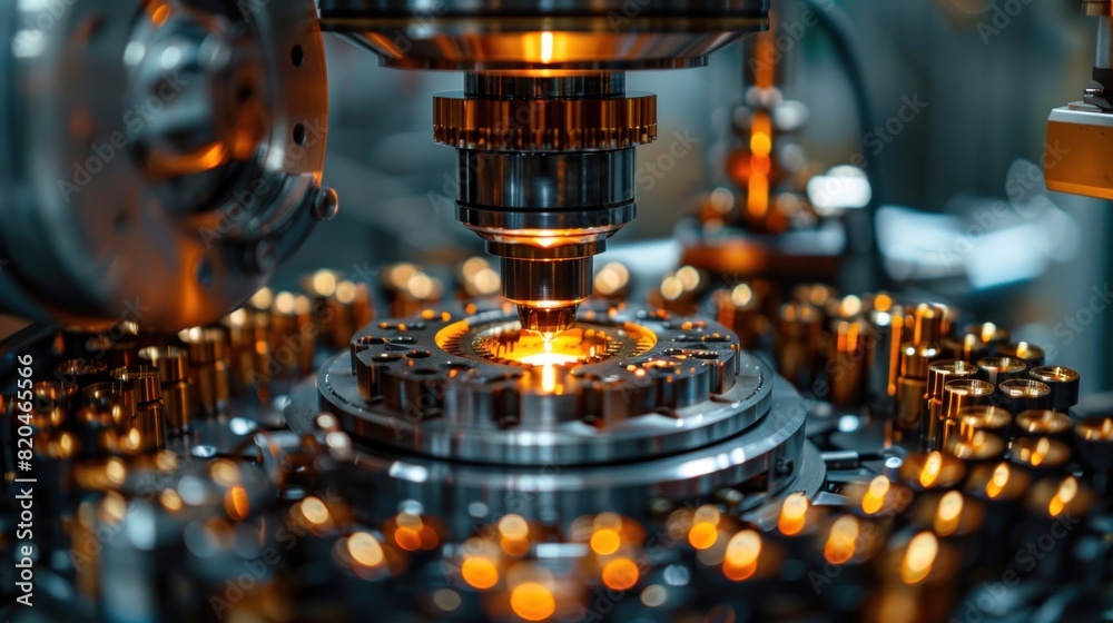 Detailed view of a robot working on the intricate components of a nuclear warhead Detailed view of a robot working on the intricate components of a nuclear warhead