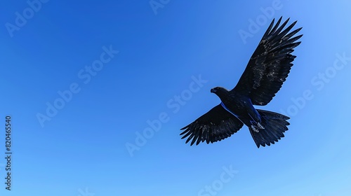 Cerulean eagle bird soaring gracefully across a clear blue sky.