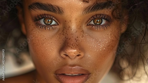 A mesmerizing image of a model with long, luscious lashes, emphasizing the dramatic effect of mascara. 