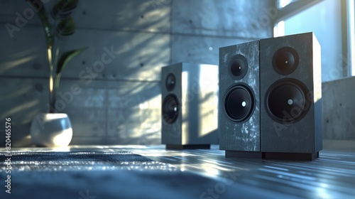 Deep bass speakers cast in dramatic low light