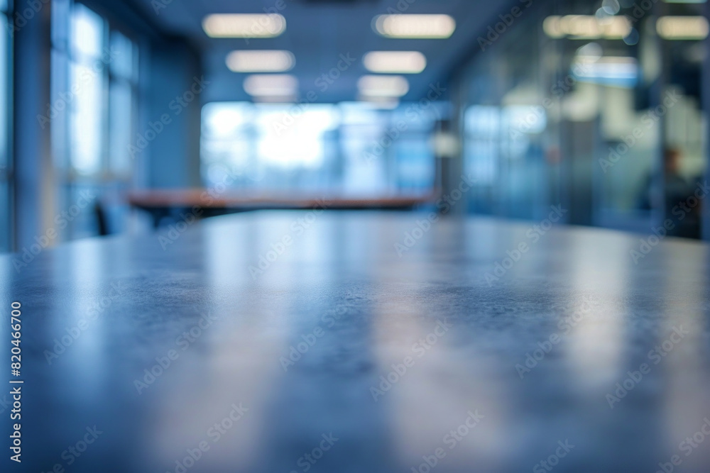 An office desk top with blurred background of office. Good for background 