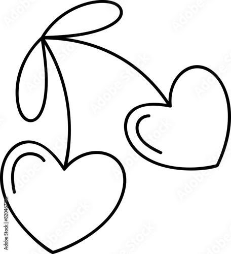 Cute heart cherry element vector photo