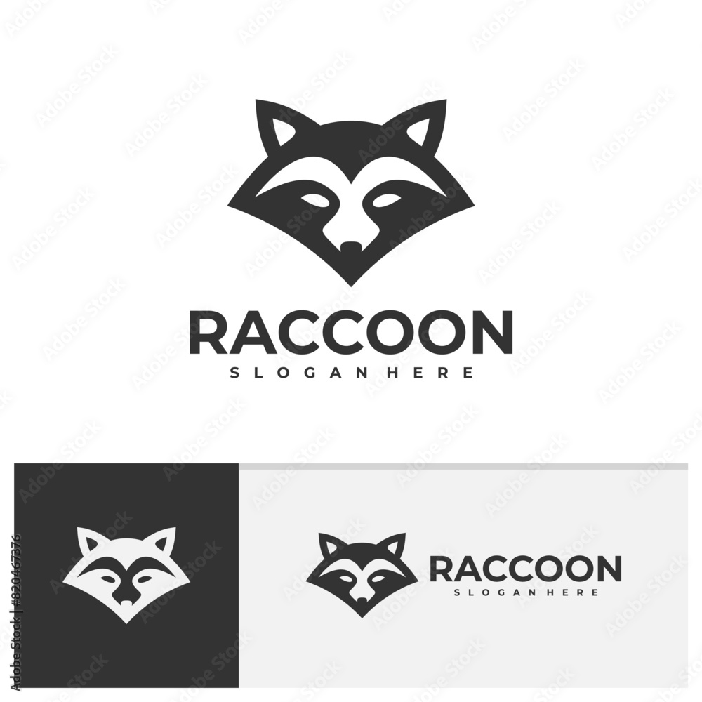 Raccoon logo vector template, Creative Raccoon head logo design concepts Raccoon logo vector template, Creative Raccoon head logo design concepts