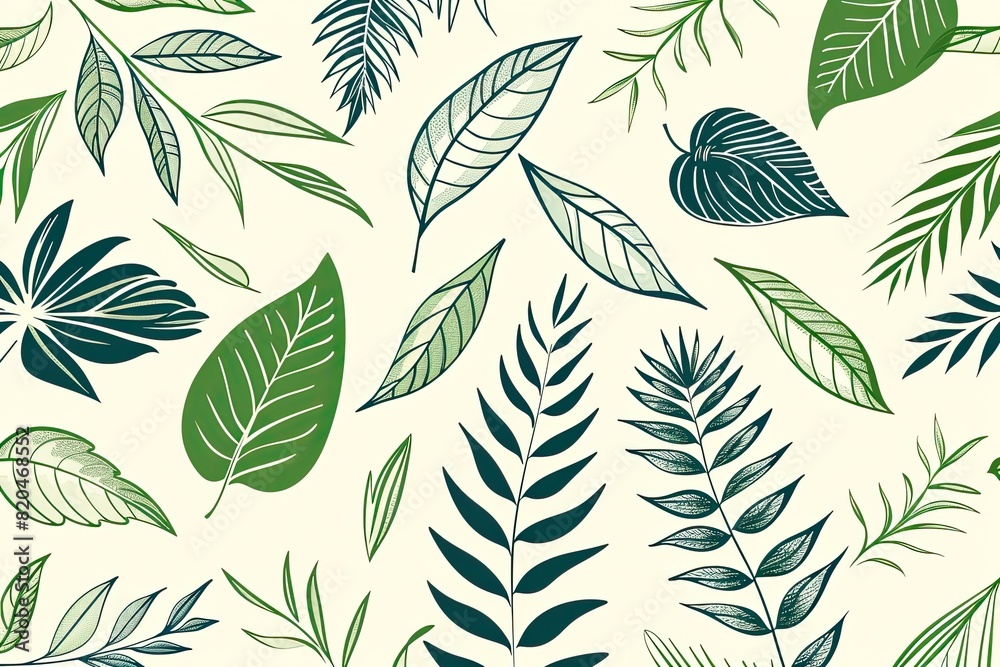 Simplistic design with leafy line illustrations - verdant foliage motif. Simplistic design with leafy line illustrations - verdant foliage motif.