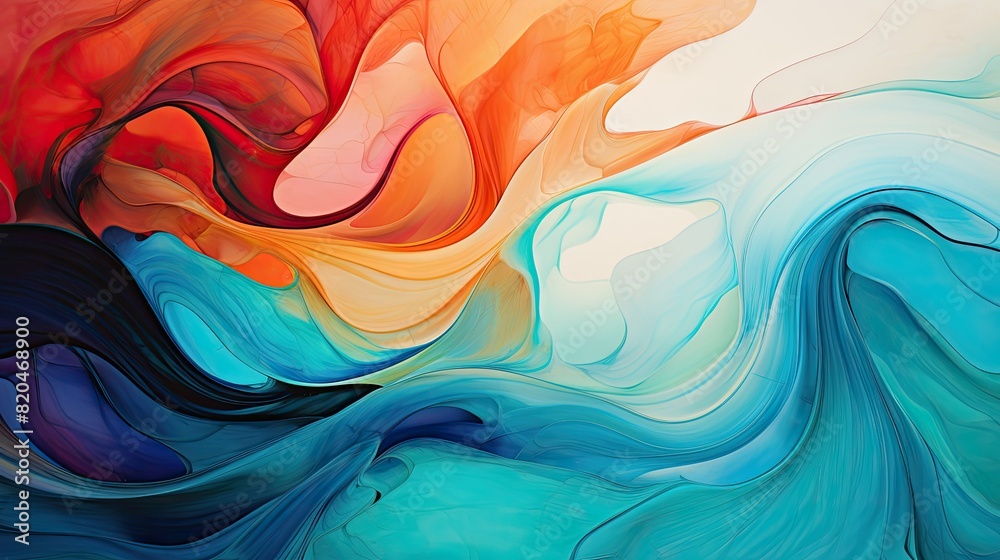 Abstract swirls of colorful paint on canvas