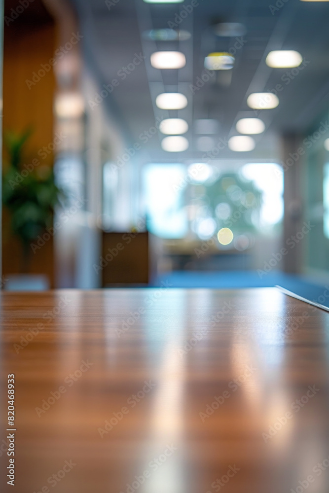 An office desk top with blurred background of office. Good for background 