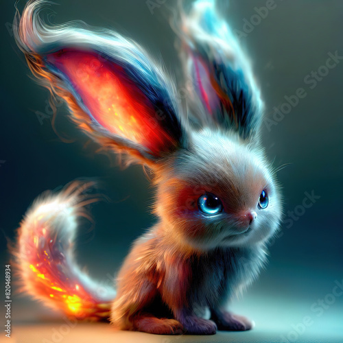 3D furry forest animal with beautiful colors and white background. with Generative AI technology