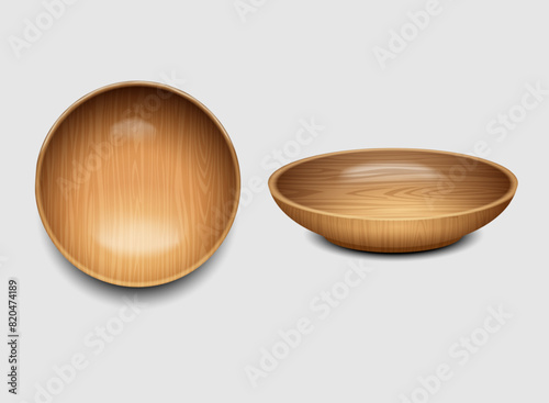 Wooden plate realistic 3d vector illustration set [Converted]