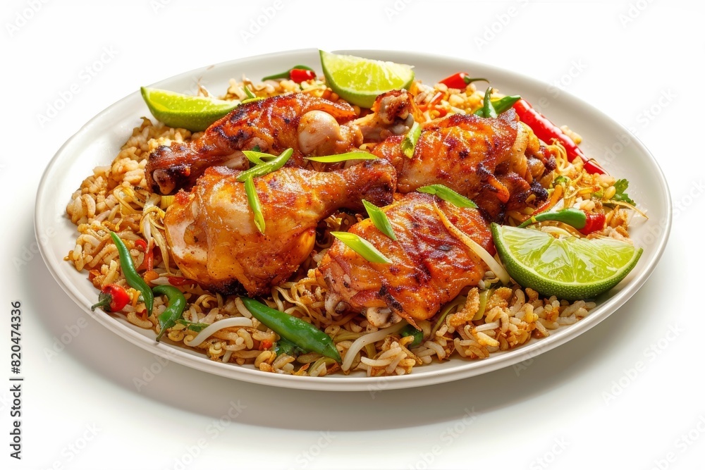 Yummy Angry Chicken with Fried Rice Noodles and Tangy Lime Yummy Angry Chicken with Fried Rice Noodles and Tangy Lime