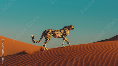 Cheetah Surveying the Desert from a Sand Dune
