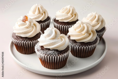 Pristine Angel's Food Cupcakes with Crystallized Ginger and Whipped Frosting