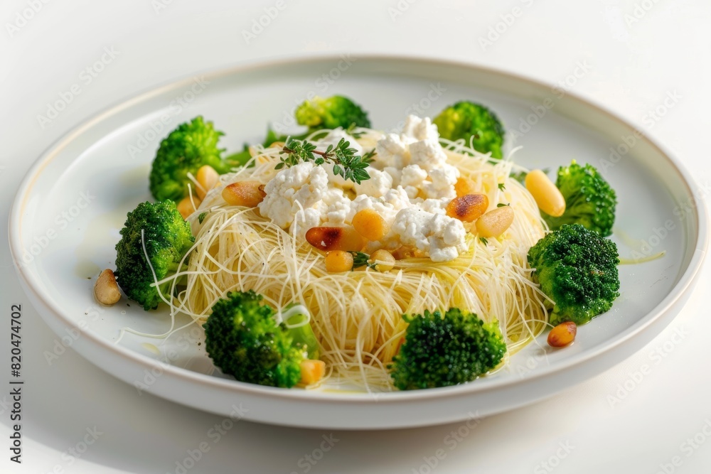 Delightful Angel Hair Pasta with Goat Cheese, Broccoli, and Pine Nuts Delightful Angel Hair Pasta with Goat Cheese, Broccoli, and Pine Nuts
