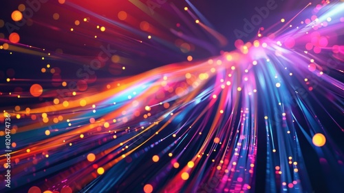 Light lines, fiber optics, speed lines, futuristic background. data transmission , high speed internet s