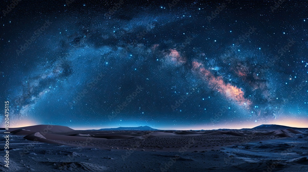 An expansive desert landscape under a starry night sky An expansive desert landscape under a starry night sky