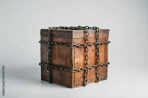 An isolated chained box on a clean background 