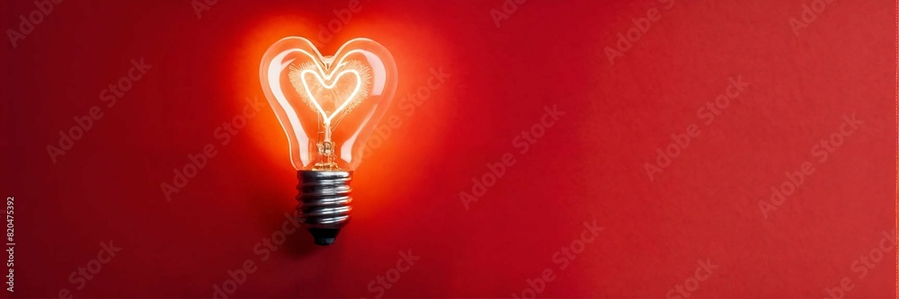Light bulb with a heart shape glowing filament Light bulb with a heart shape glowing filament