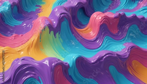 Colorfull 3D wave painting background 