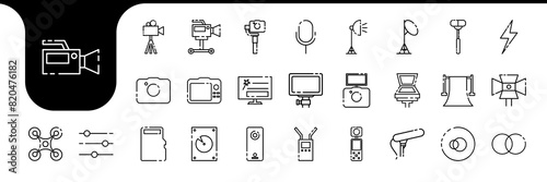 videographer lines modern icon set collection vector design