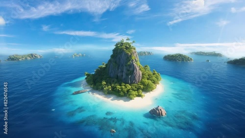 tropical island in the sea. seamless and looping animation background 4k photo