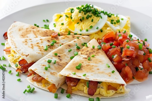 Delicious Breakfast Quesadilla with Bacon and Hash Browns