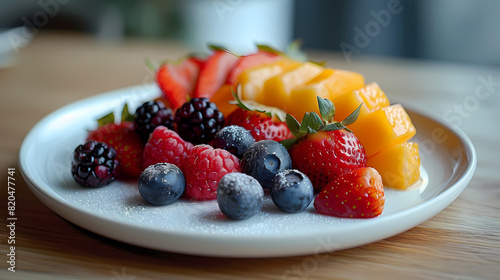 plato de cena de postre de frutas