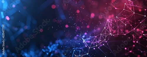 Abstract technology background with glowing dots and lines, digital network concept banner, AI big data connection wallpaper