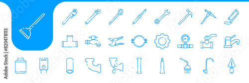 plumbing tools lines icon vector design