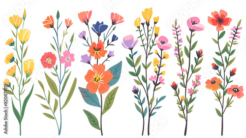 Flower bouquets Garden blossoming flowersfkat illustration, generative Ai