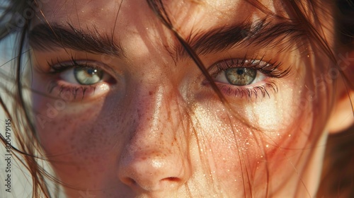 A mesmerizing image of a model with long, luscious lashes, emphasizing the dramatic effect of mascara. 