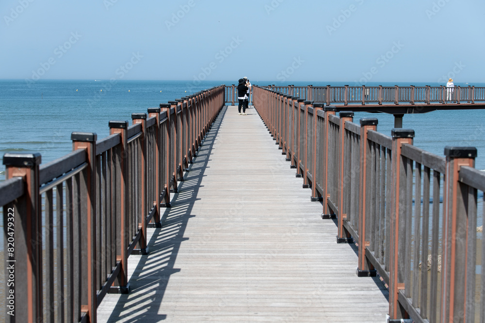 View of the footbridge on the sea View of the footbridge on the sea