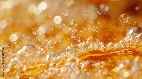Effervescent Euphoria: Close-Up of Overflowing Pale Beer Glass with Cascading Bubbles Abstract Background