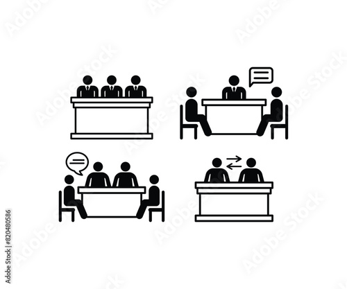 forum discussion group people icon vector design simple black white illustration collections template set
