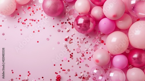 Vibrant Pink Holiday Background with Festive Balloons - Celebratory Decor for Events and Parties