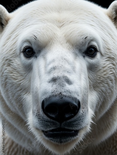 polar bear closeup face portrait on black background from Generative AI