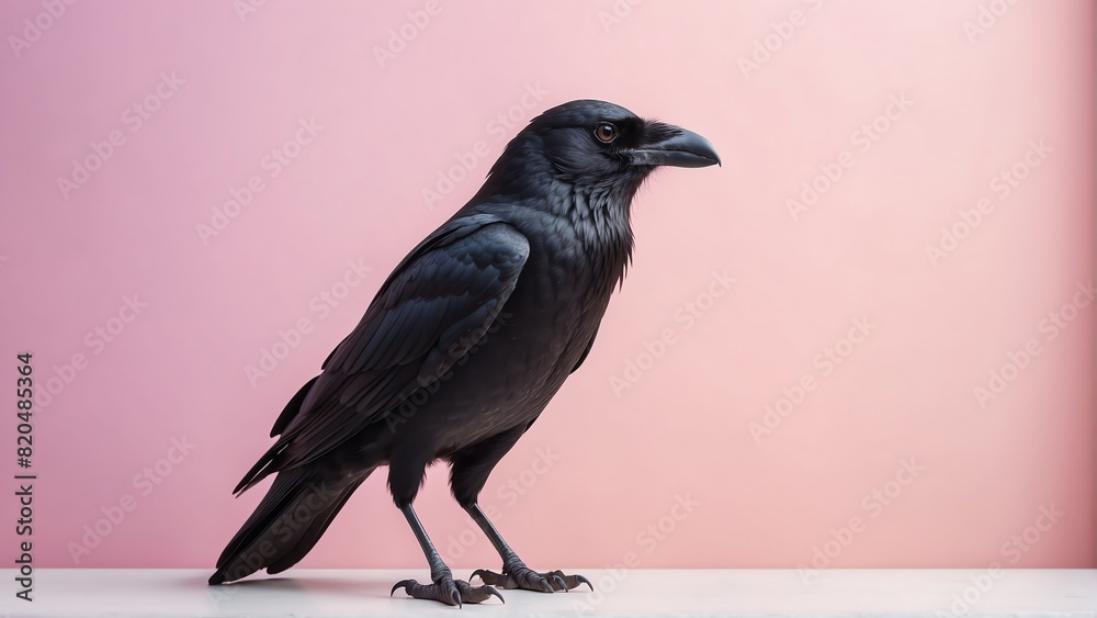 Obraz premium crow on bright pastel color background from Generative AI