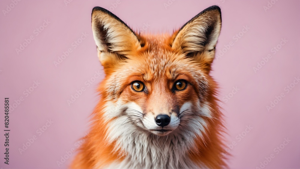 Fototapeta premium fox on bright pastel color background from Generative AI