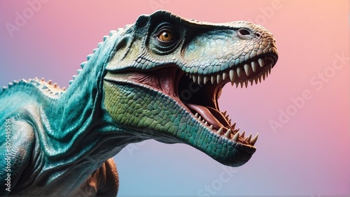 dinosaur on bright pastel color background from Generative AI